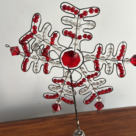 Restoration Hardware Red and Clear Beaded Tree Topper - Picture 3 of 7
